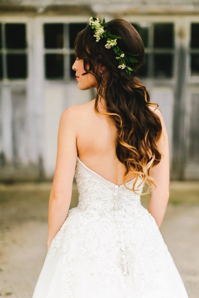 A bride in her wedding dress.